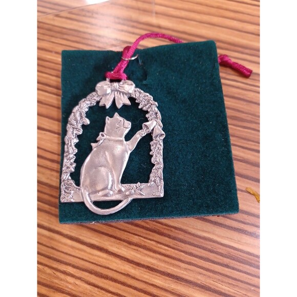 Vintage Cat Mistletoe Seagull Pewter Christmas Tree Ornament Pugwash Nova Scotia - Picture 4 of 5